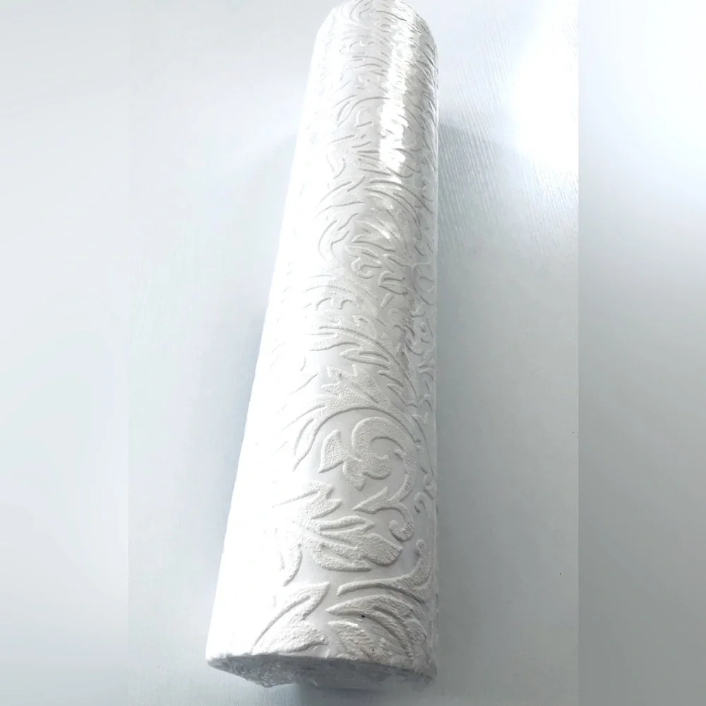 allen + roth Wallpaper 56.4-sq ft Damask White Vinyl Paintable Textured 3-D